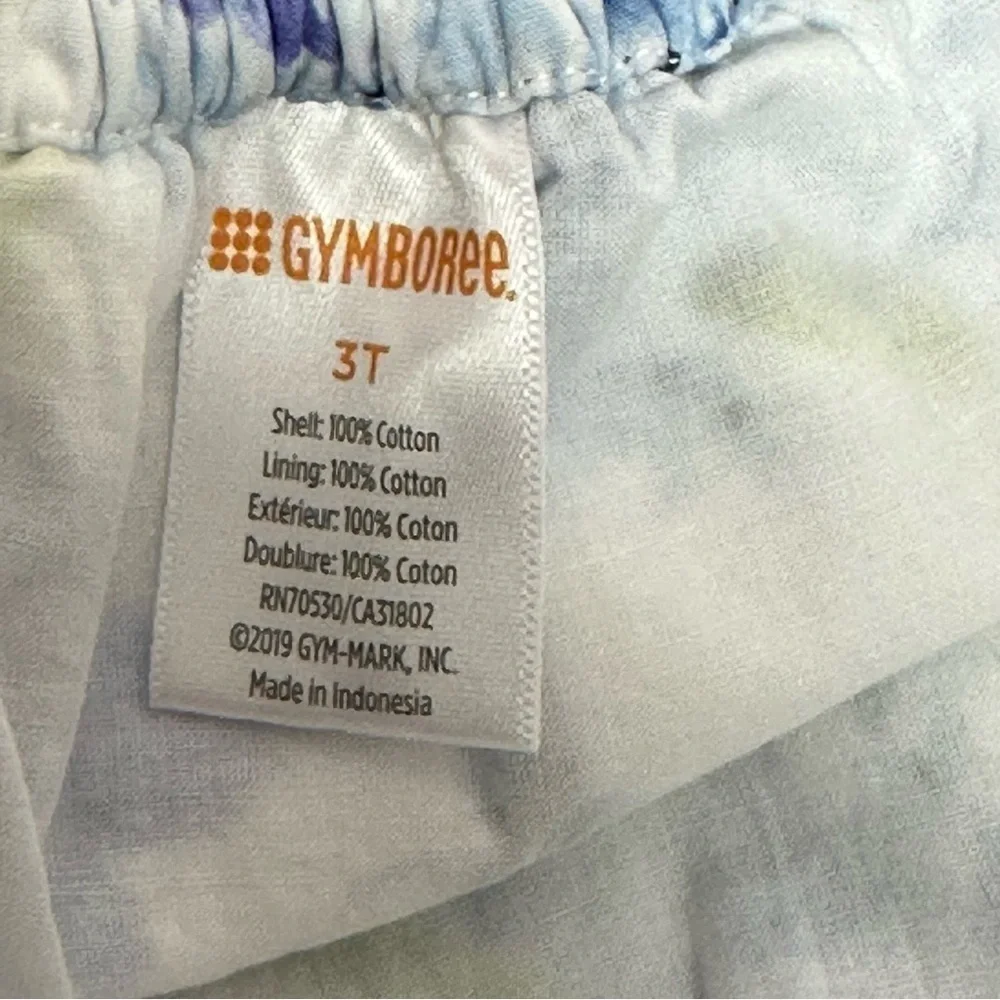 Gymboree Size 3T Floral Lined Jumpsuit Blue White Off Shoulder Ruffles Bees